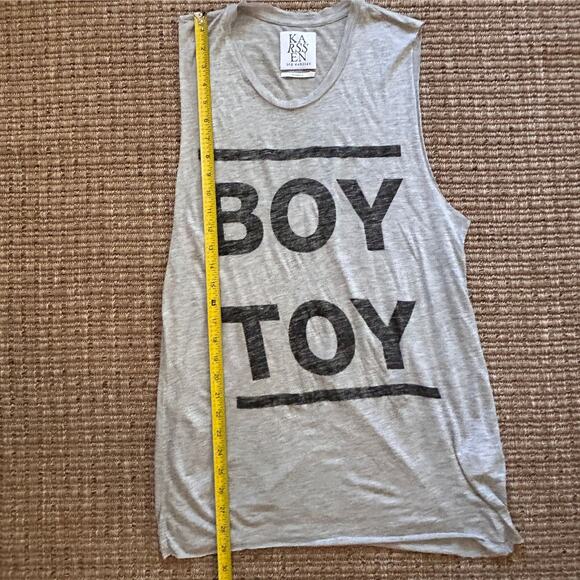 Zoe Karssen "Boy Toy" Tank Top | Graphic Tee | Gray Viscose Muscle Shirt S - Picture 3 of 7